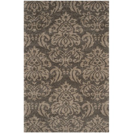 SAFAVIEH Shag Power Loomed Runner RugSmoke & Beige 2 ft.-3 in. x 11 ft. SG460-7913-211